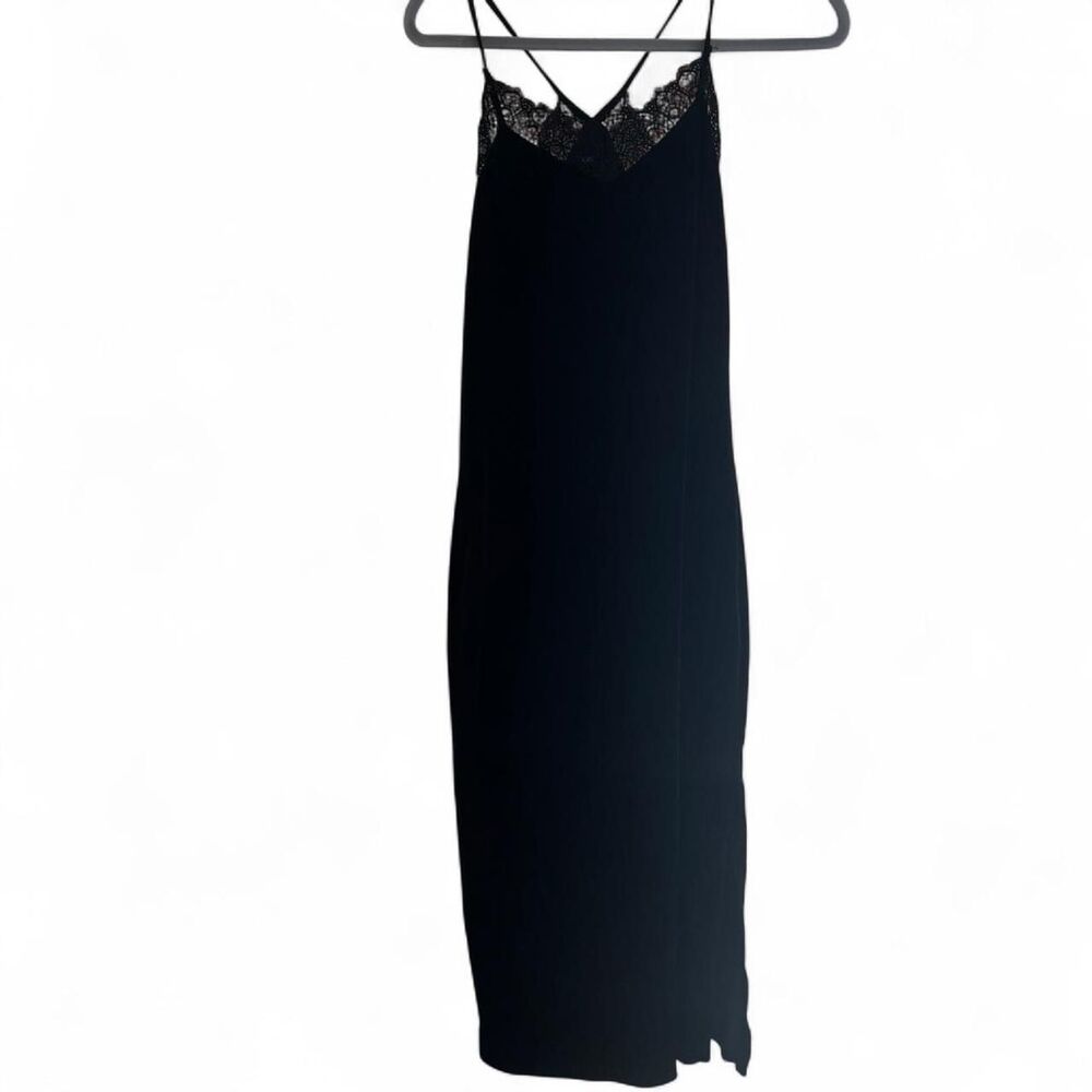 express velvet lace trim slip side slit dress size s